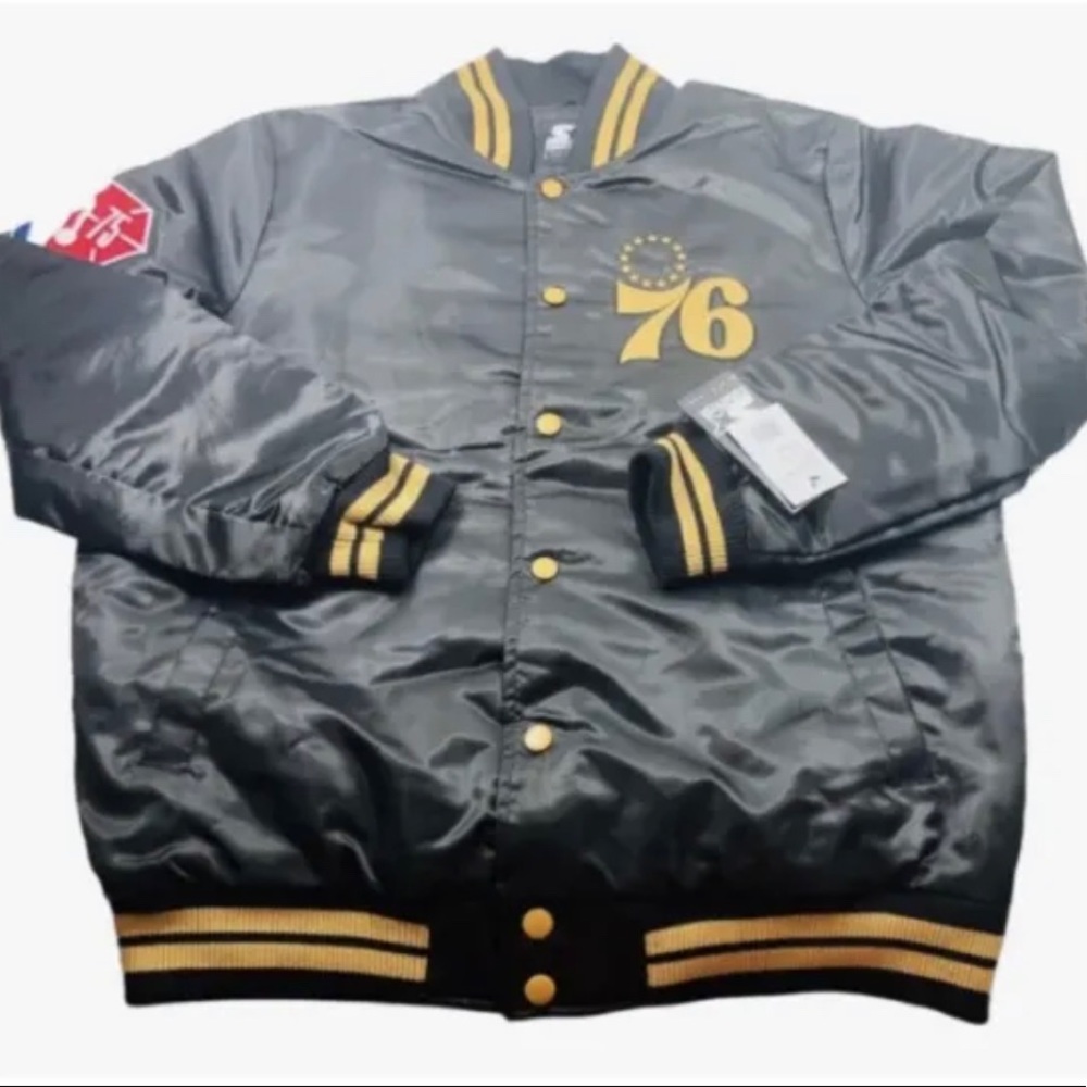 Philadelphia 76ers NBA
75th Anniversary Starter Black
Label Jacket XL NWT